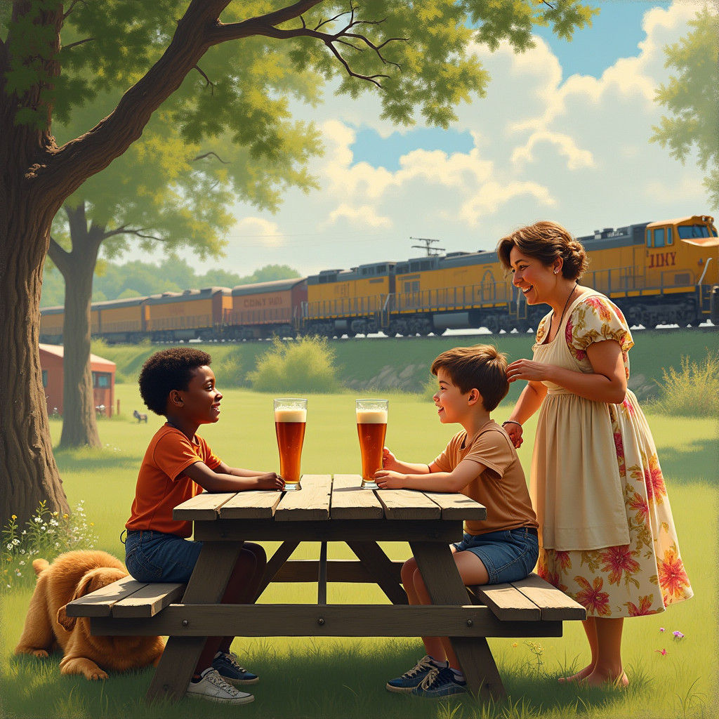 Idyllic Summer Afternoon: Boys with Root Beer Floats