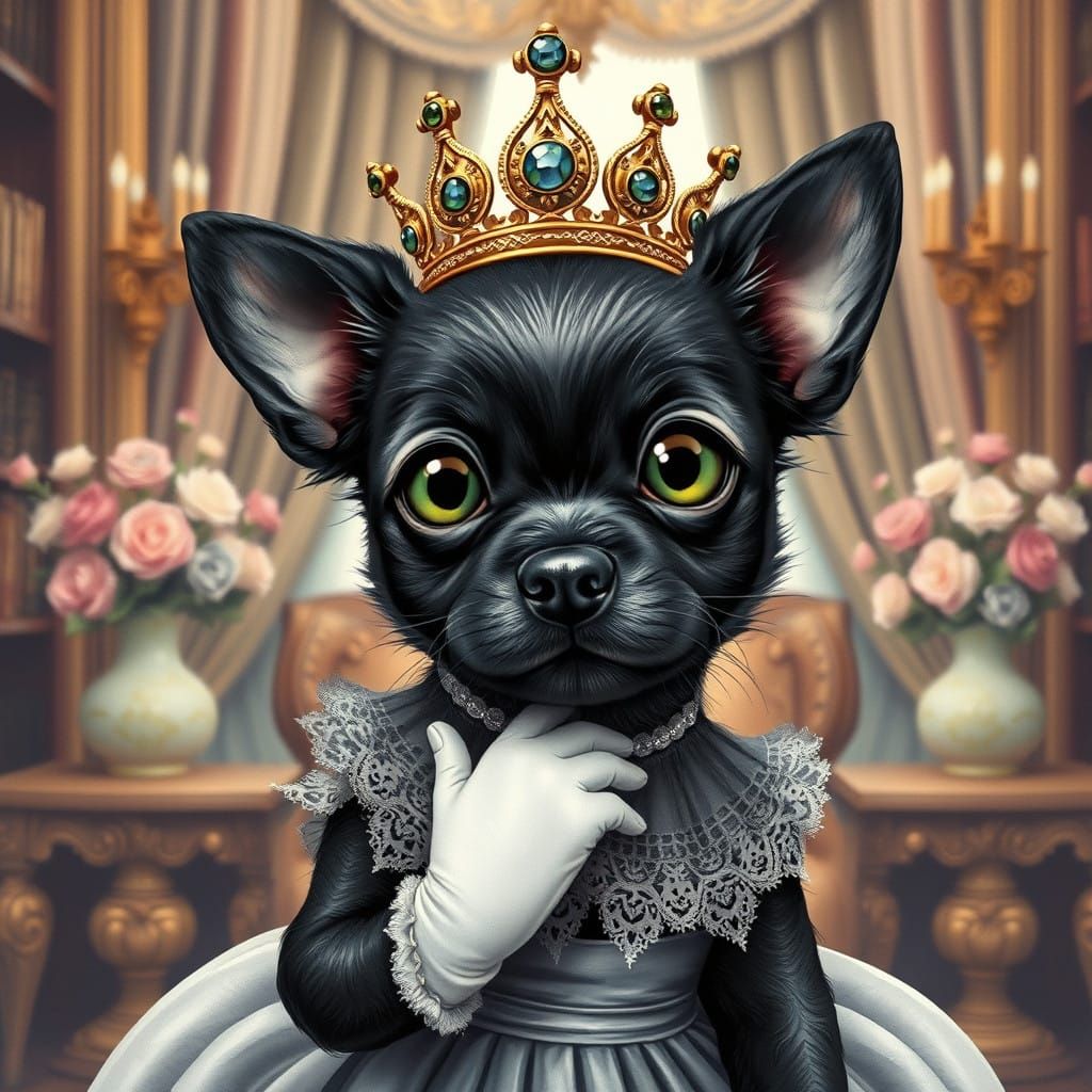 Whimsical Victorian Dog in Royal Luxury
