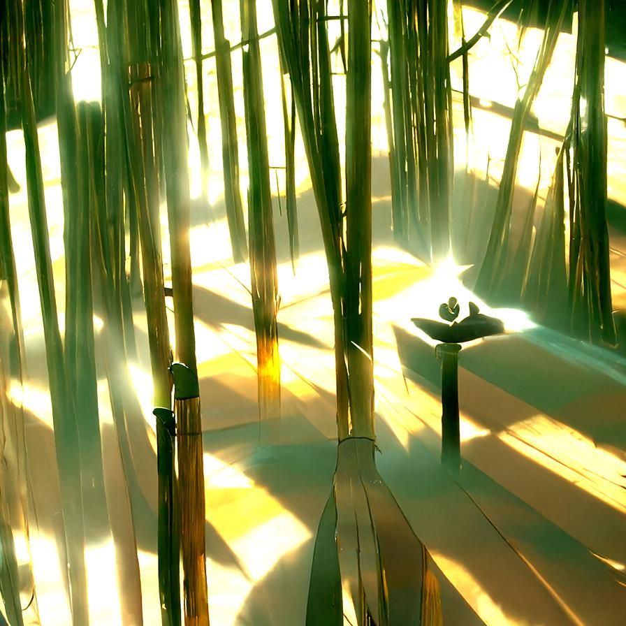 Zen Bamboo Forest with Meditating Samurai in Art Deco Style
