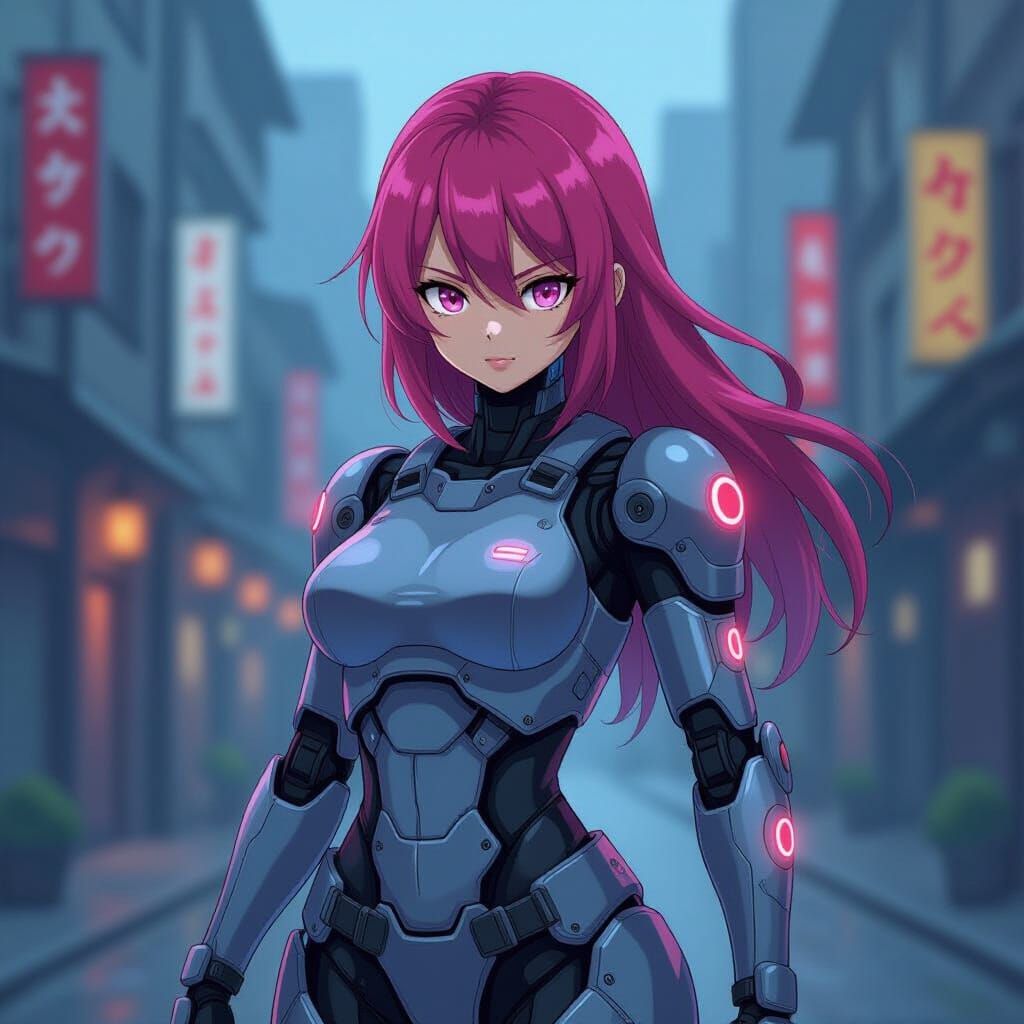 Anime Cyborg Ninja in Sci-Fi Manga Style
