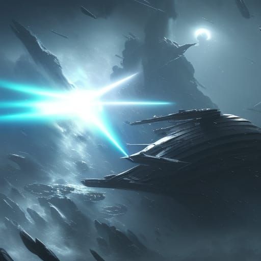 Alien Warship Destroys Earth in Dark Fantasy Art
