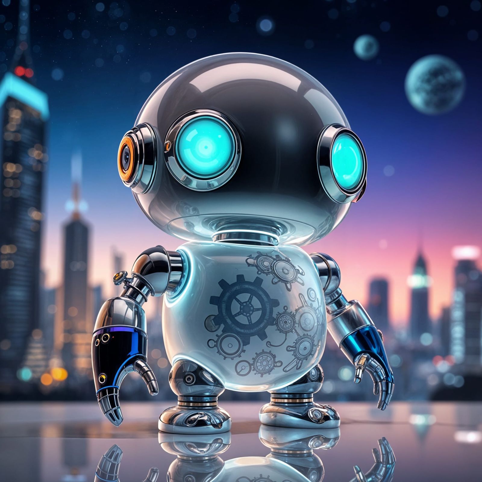 Futuristic Robot Enamel Figurine