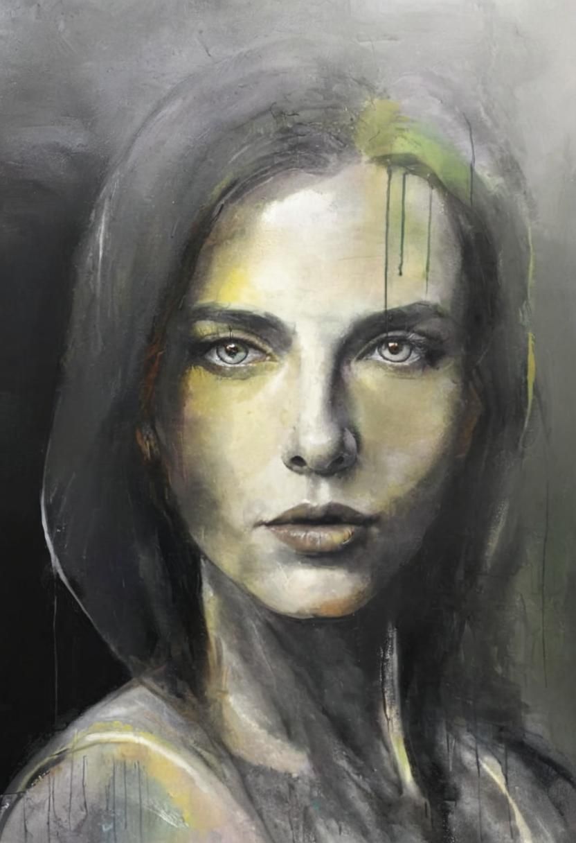 Charming Lady Portrait with Impasto Brush Strokes