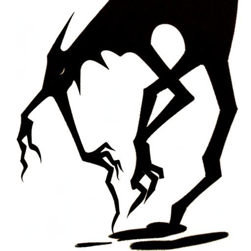 Creepy Shadow Monster Dancing: Minimalist Line Art