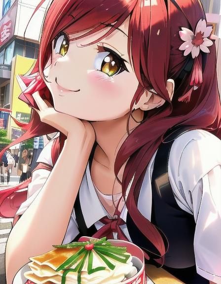 Eating at a café in Akiba!