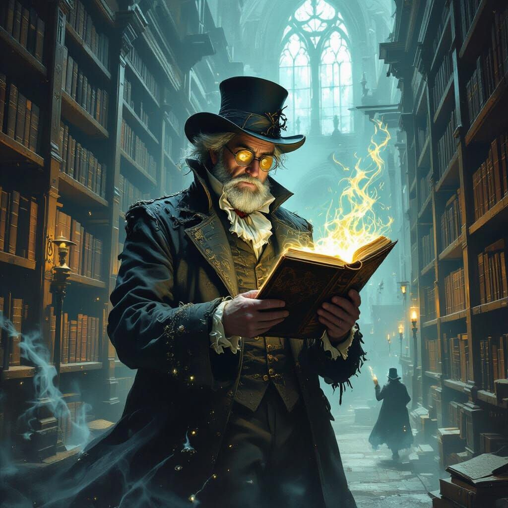 Haunted Library: Spectral Librarian with Arcane Tome