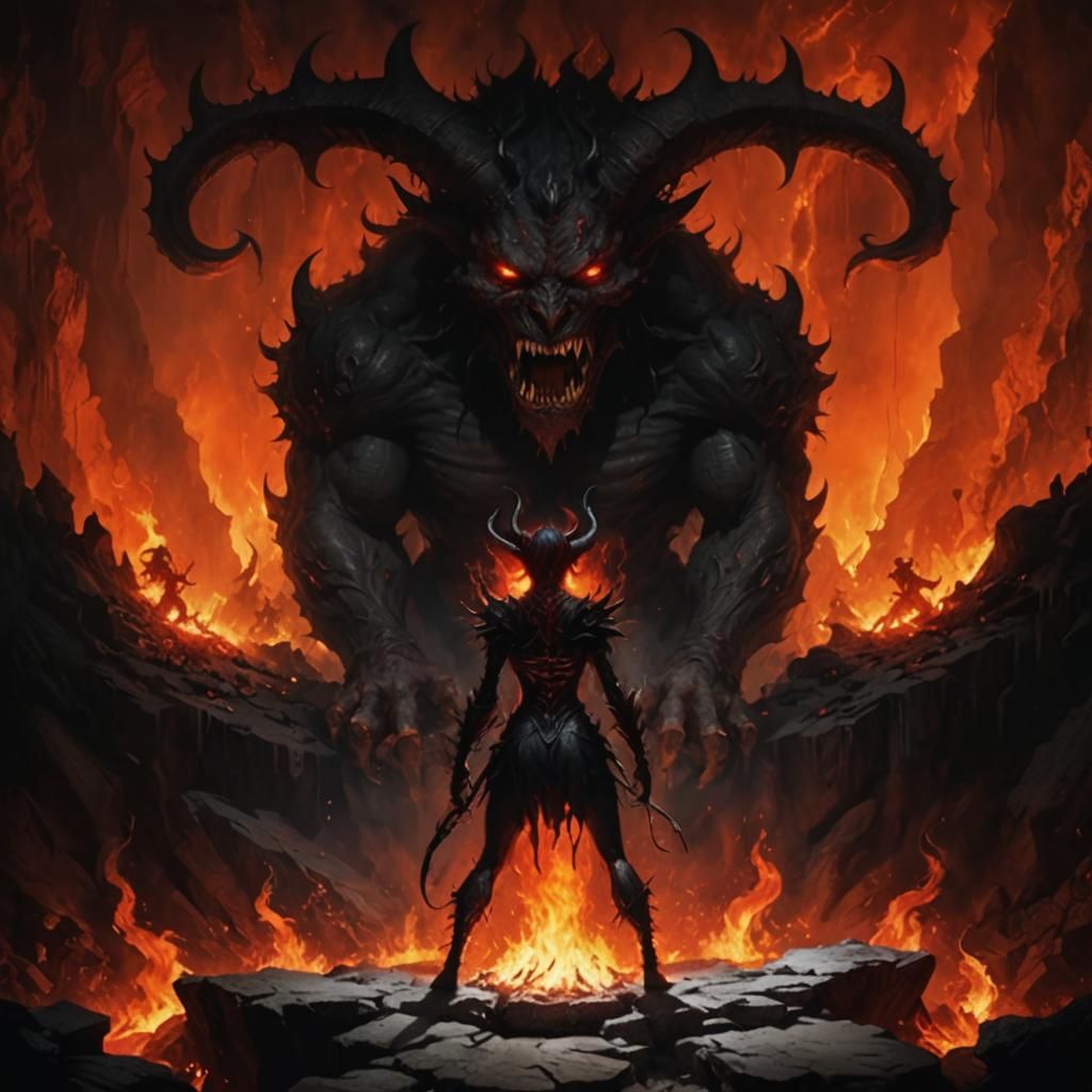 Demonic Ceremony in Hellish Cave with Surreal She-Demon