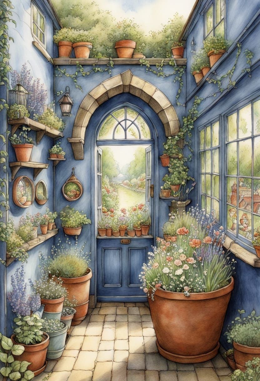 Idyllic Brambley Hedge Style Pencil Drawing