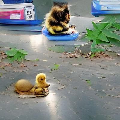 Kitten and Duckling: A Moment of Friendship