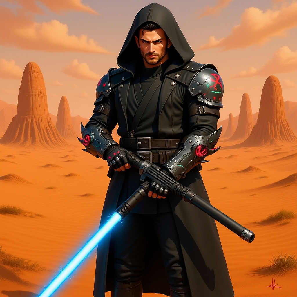 Cyberpunk Half-Dragon Elf Bounty Hunter