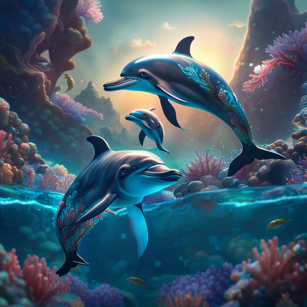 Dolphins and Diamond Mountain: Fantasy Coral Reef