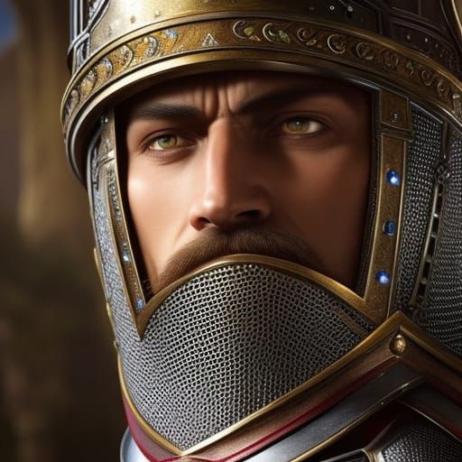 Medieval Knight in Great Helm: Hyperrealistic Nikon Photo