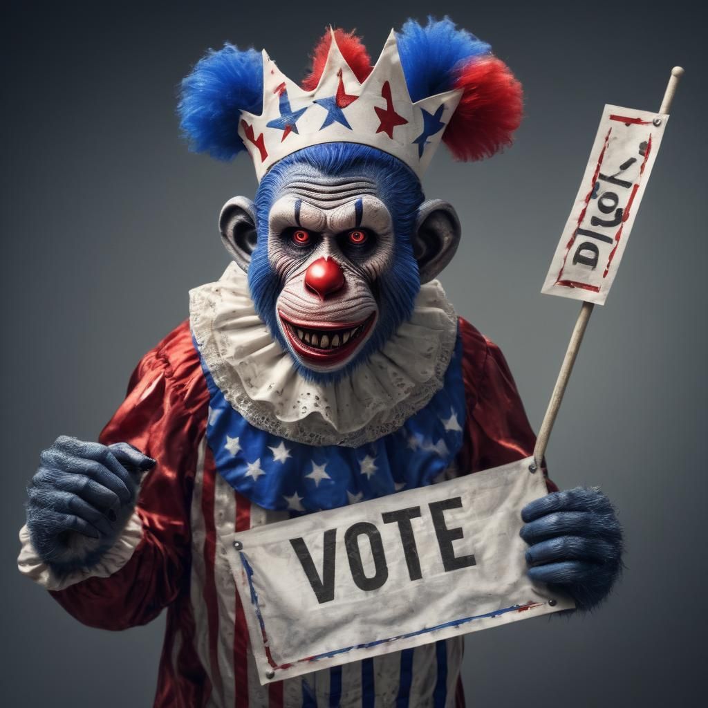 Hyperrealistic Zombie Monkey Monster Clown Vote