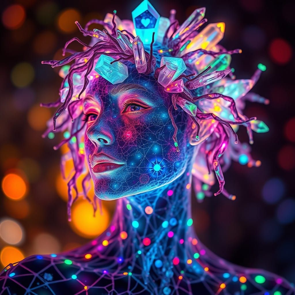 Crystal Goddess Shines with Bioluminescent Glow