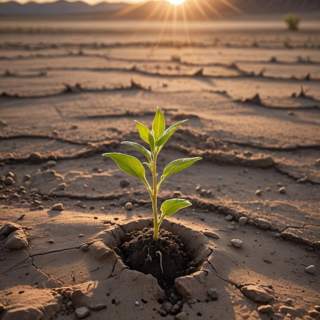 Seedling Emerges: Hope in a Barren Landscape