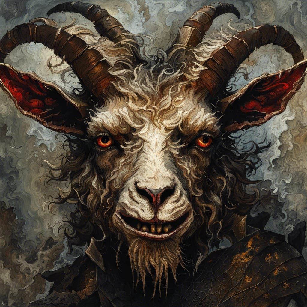 Grotesque Goat: A Gothic Impressionist Masterpiece