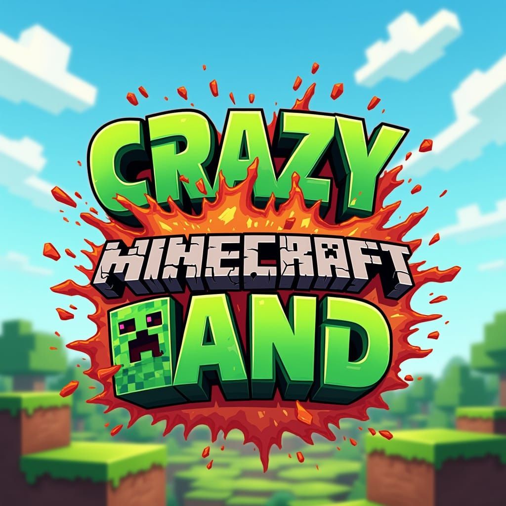 Epic Minecraft Logo for CrazyCraft Land in Vibrant, Cartooni...
