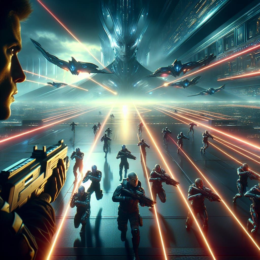 Cinematic Alien Battle on a Futuristic Planet