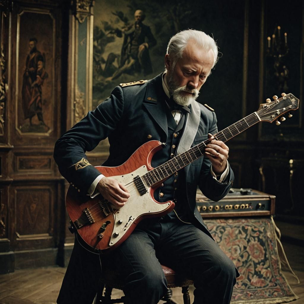 Tchaikovsky Plays Electric Guitar: Cinematic Film Still
