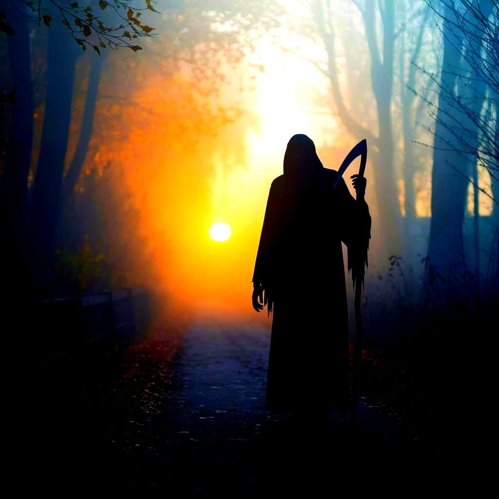 Ethereal Grim Reaper on Autumn Path