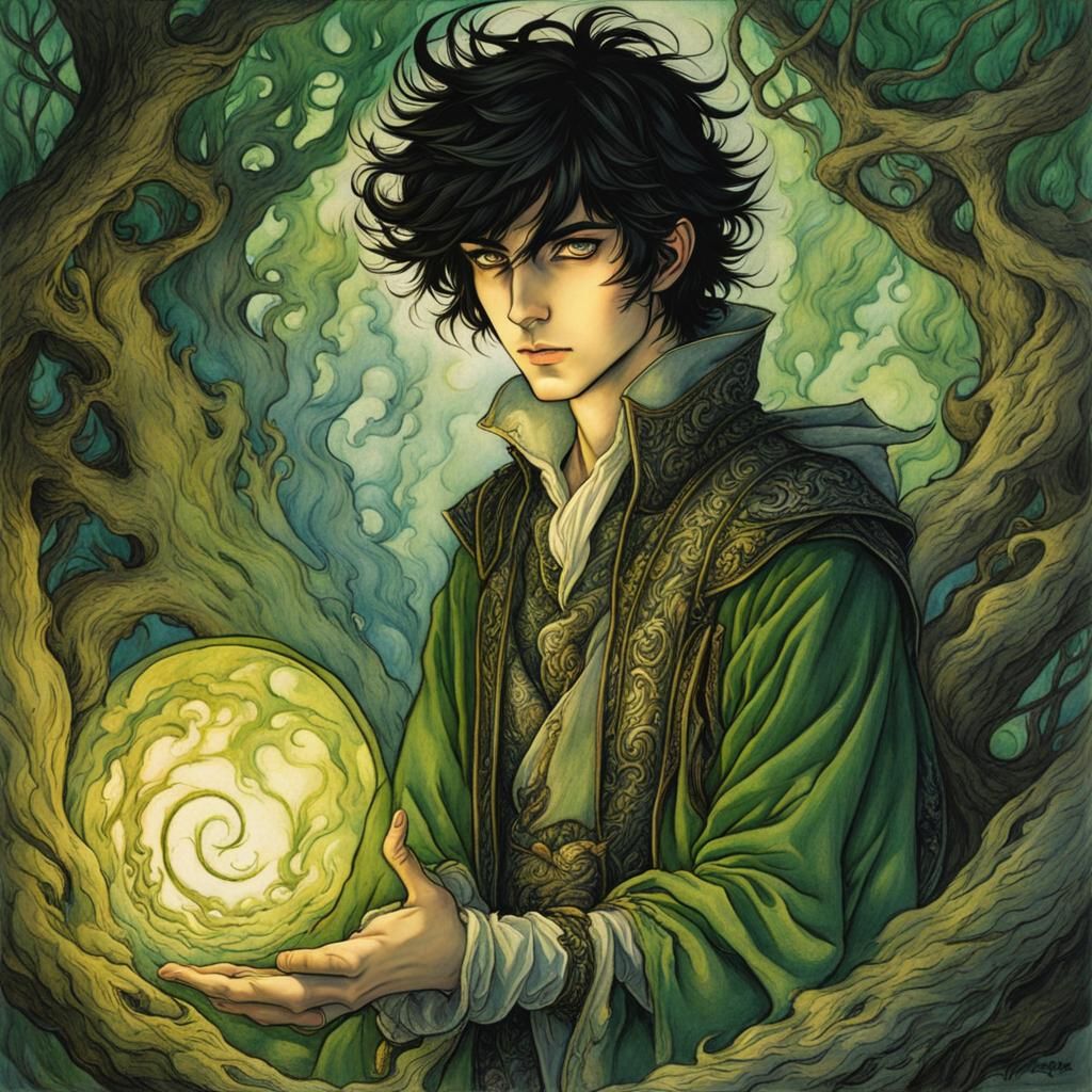 Fantasy Magic: Young Man with Animated Shadows