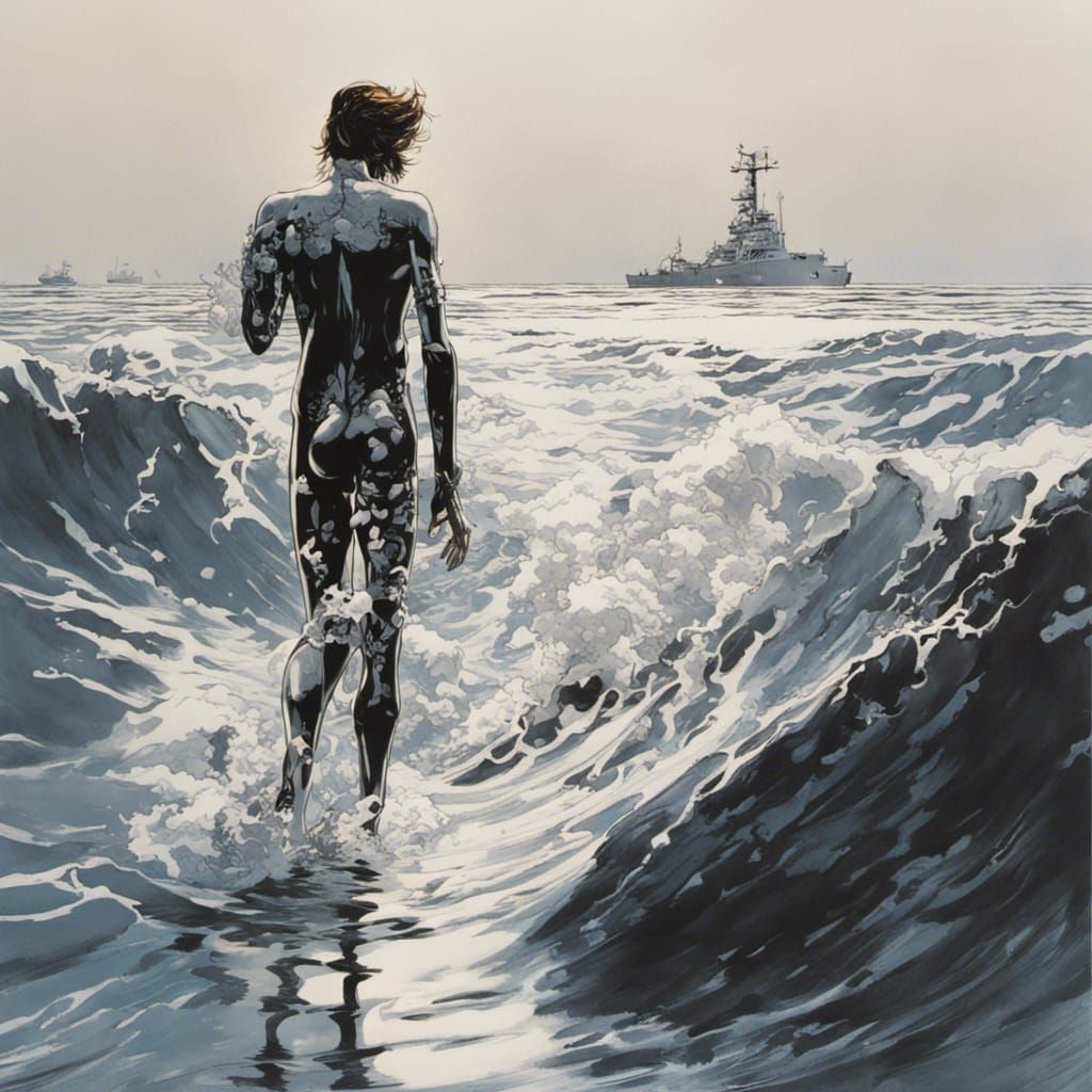 Ocean Walker: Futuristic Comic Book Art