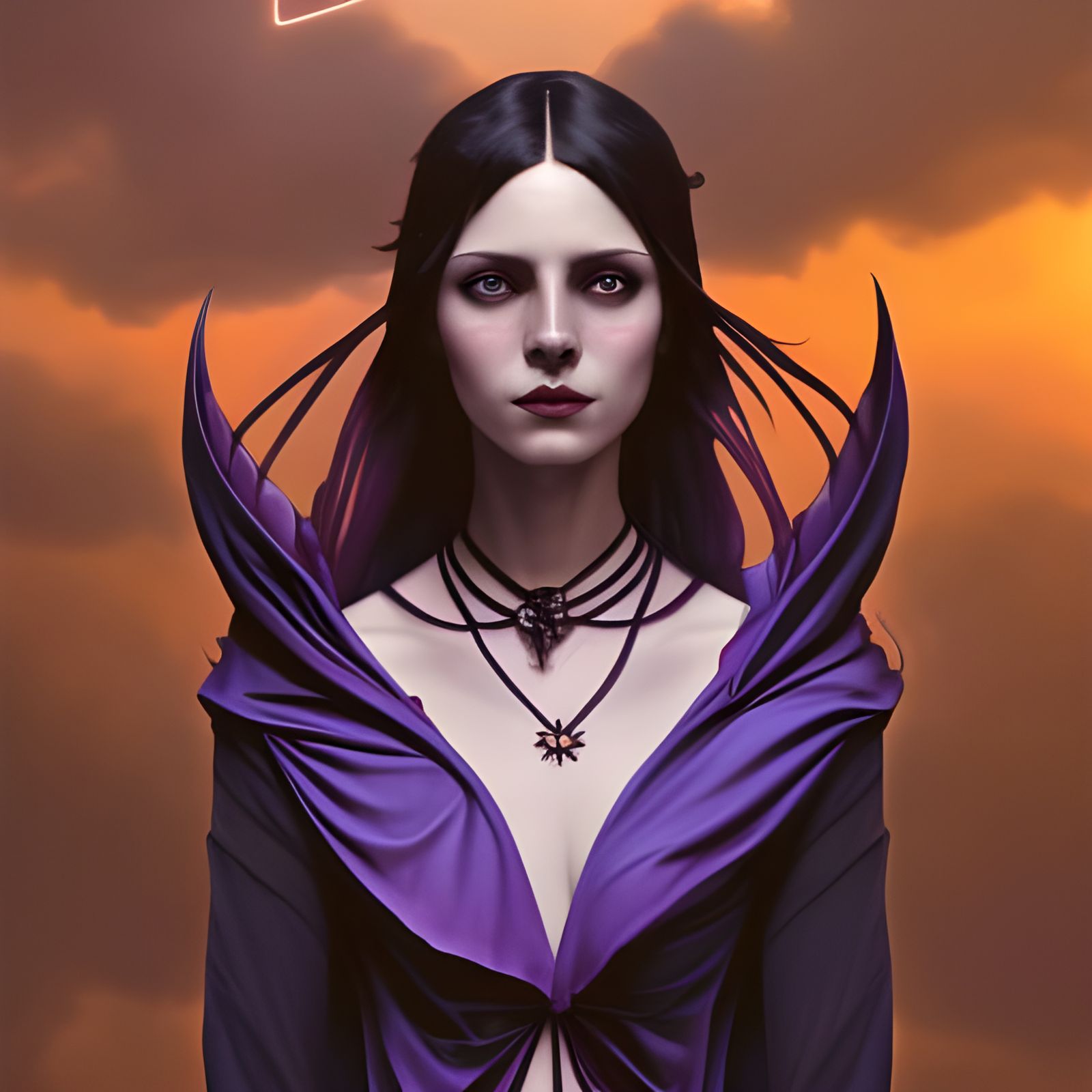 Fantasy Sorceress Oversees Mob, Hyperdetailed Digital Art