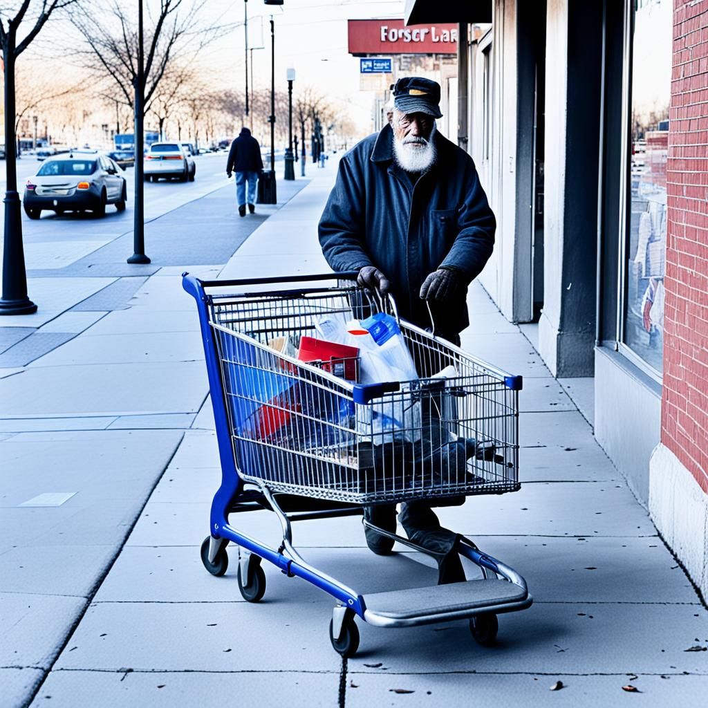 Homeless Veteran's Struggle on City Sidewalk