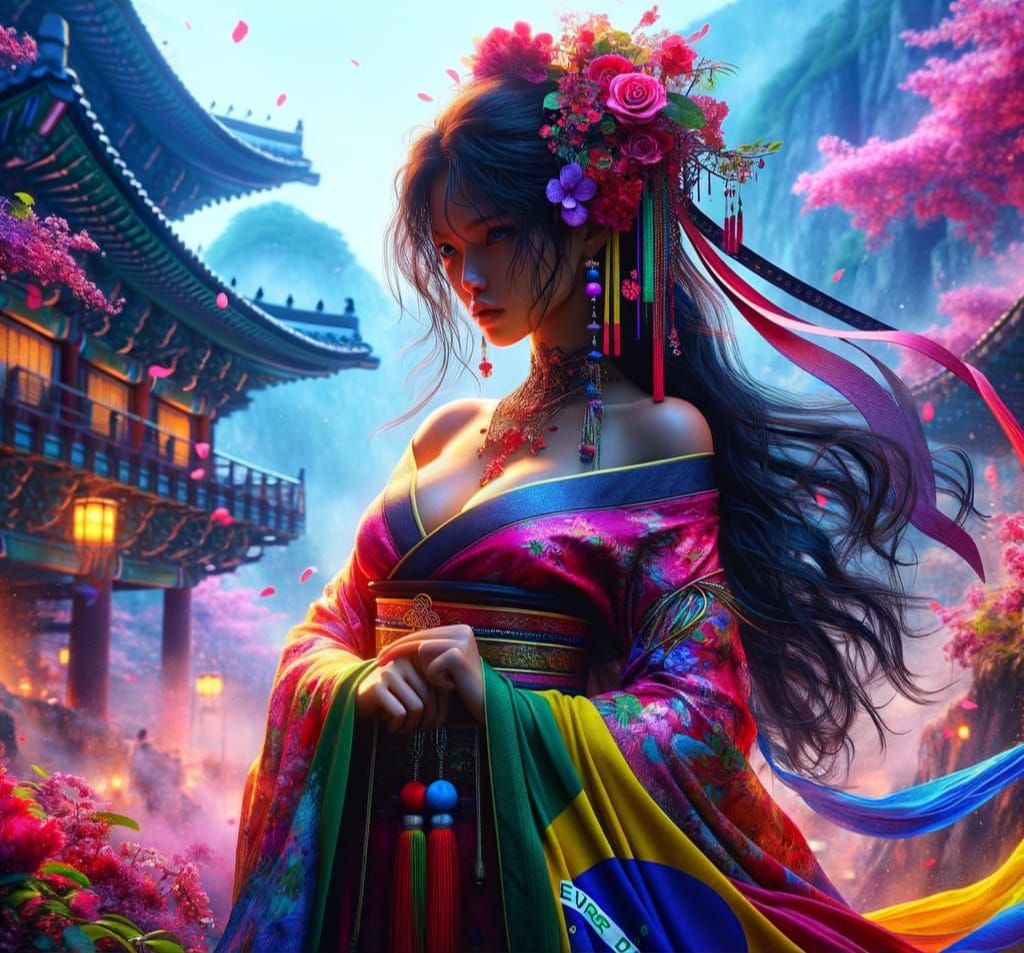 Fantastical Matte Painting of Japanese Woman in South Korea