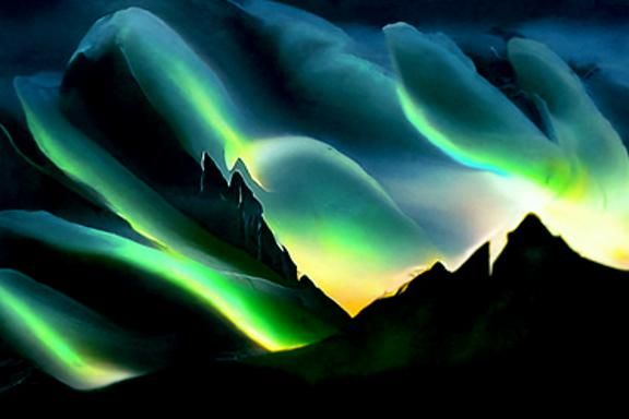 Majestic Northern Lights Over Mountain Peaks
