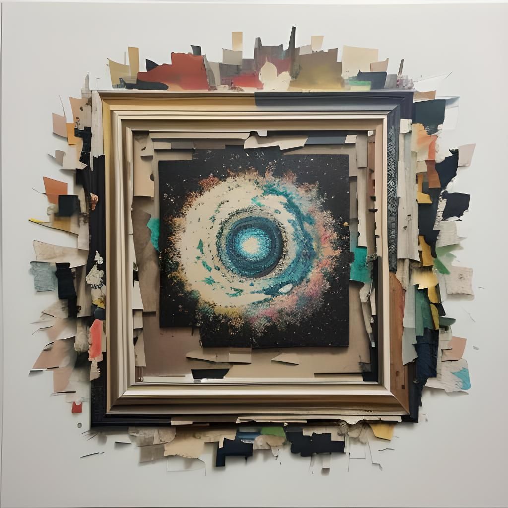 Abstract Collage of Painted Paper with Accents