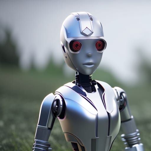 Robotic Rabbit-Girl Doll in Futuristic Garden