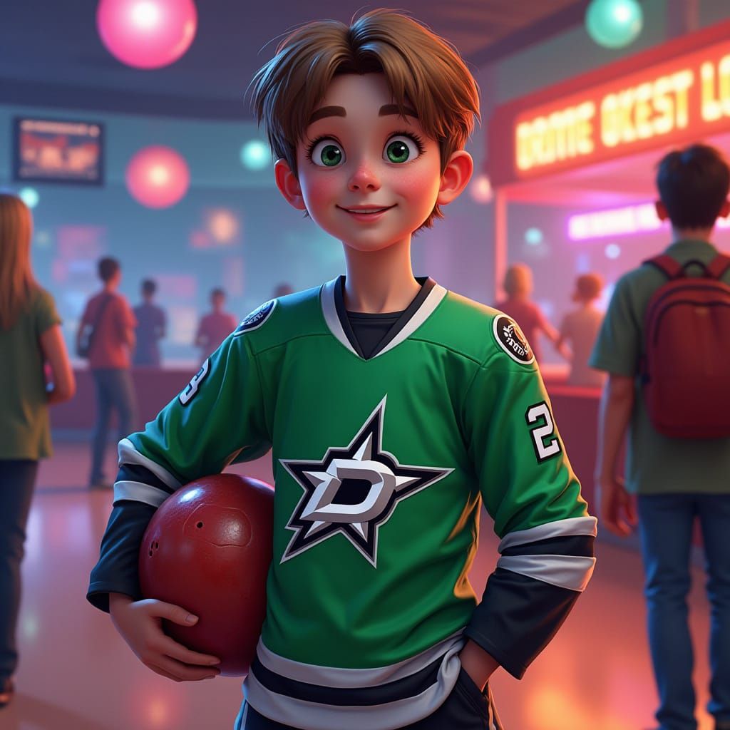Young Hockey Fan Celebrates Birthday at Vibrant Bowling Alle...