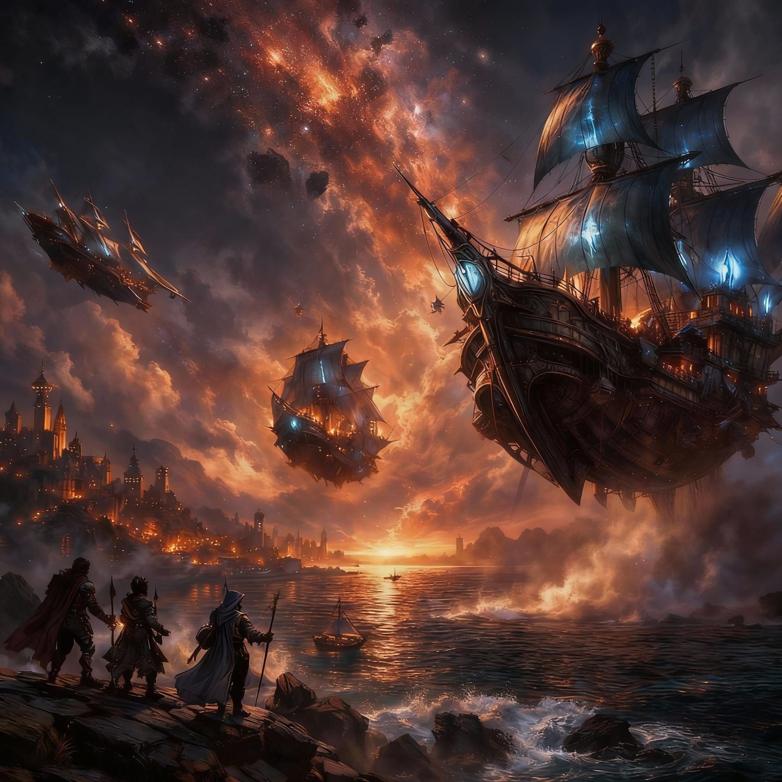 Dark Fantasy Concept Art of Spelljamming Skies