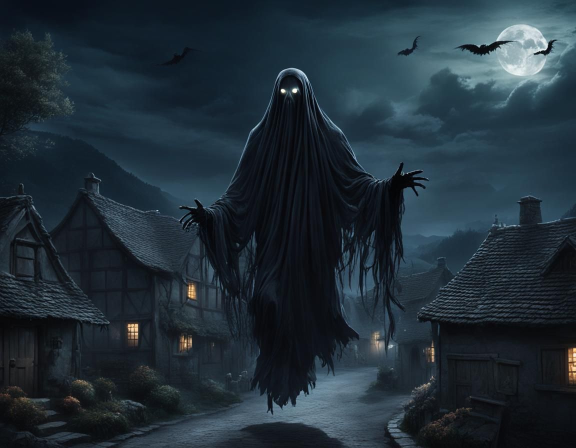 Terrifying Ghost-like Wraith Soaring Through Village