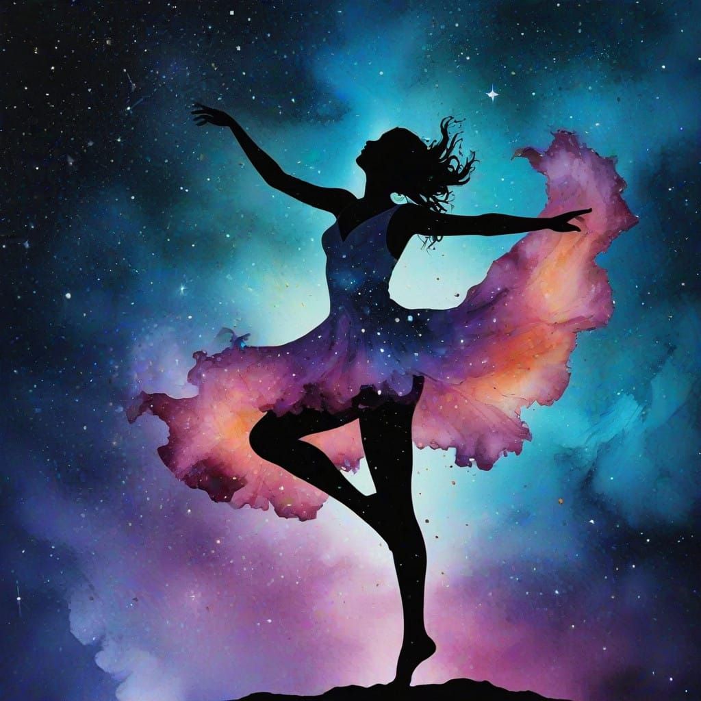 Surreal Star Dancer in Cosmic Nebula