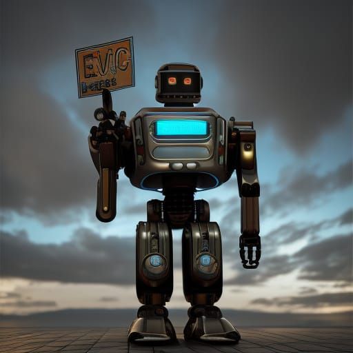 Robot Holding a Sign
