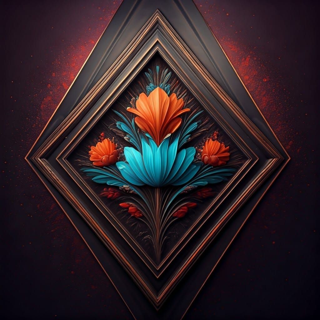 Elegant Art Deco Geometric Design with Pastel Florals and Me...