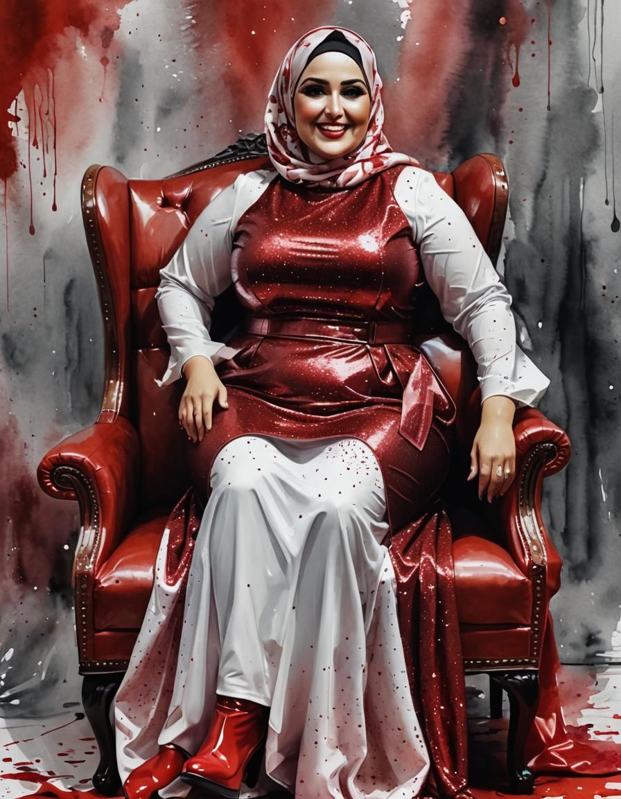 Charming Hijabi Woman Portrait in Pop Art Style