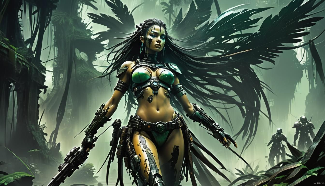 Futuristic Amazonia in Cyberpunk Sci-Fi Style