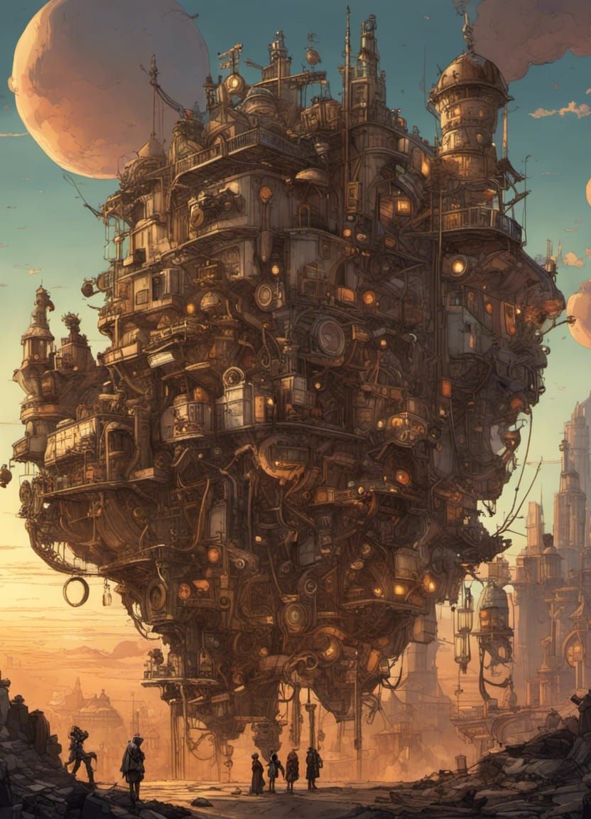 Floating steampunk city