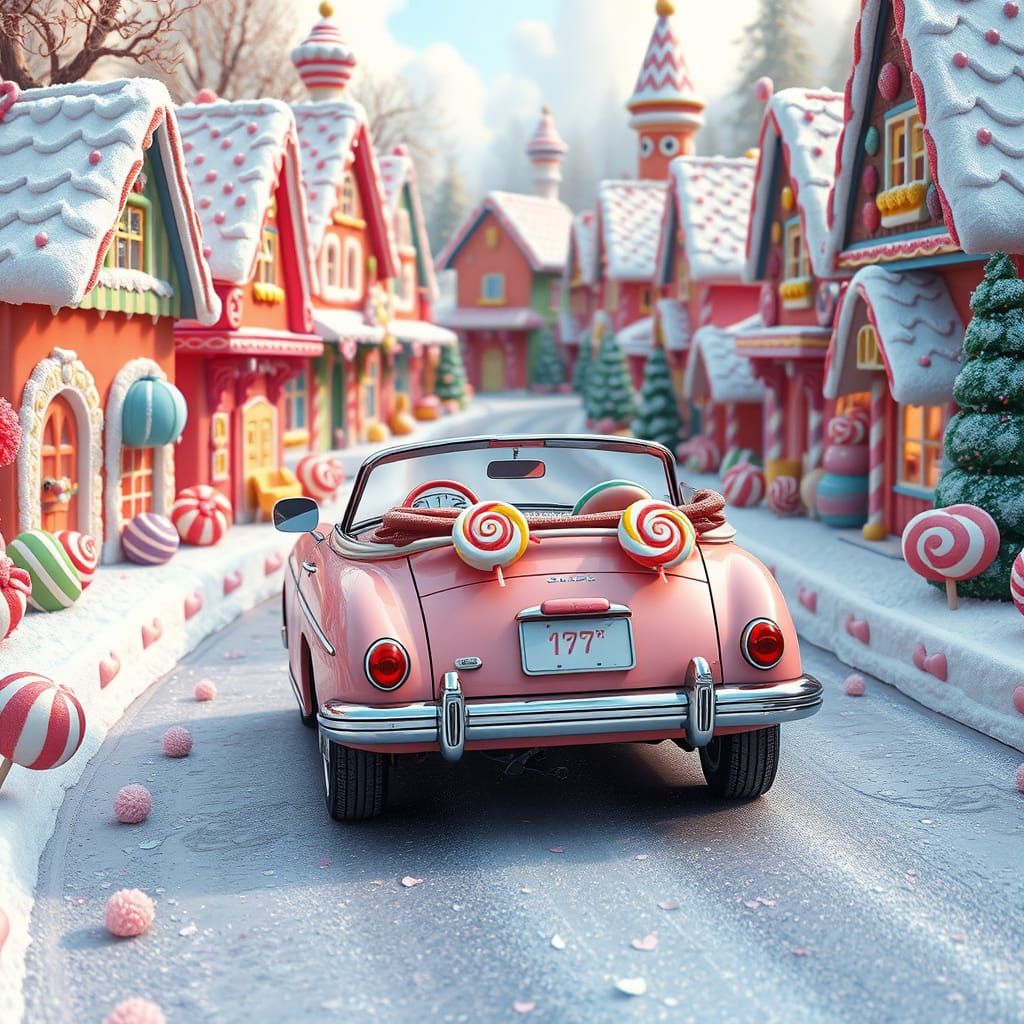 Whimsical Candy Town in Vibrant, Sugary Colors