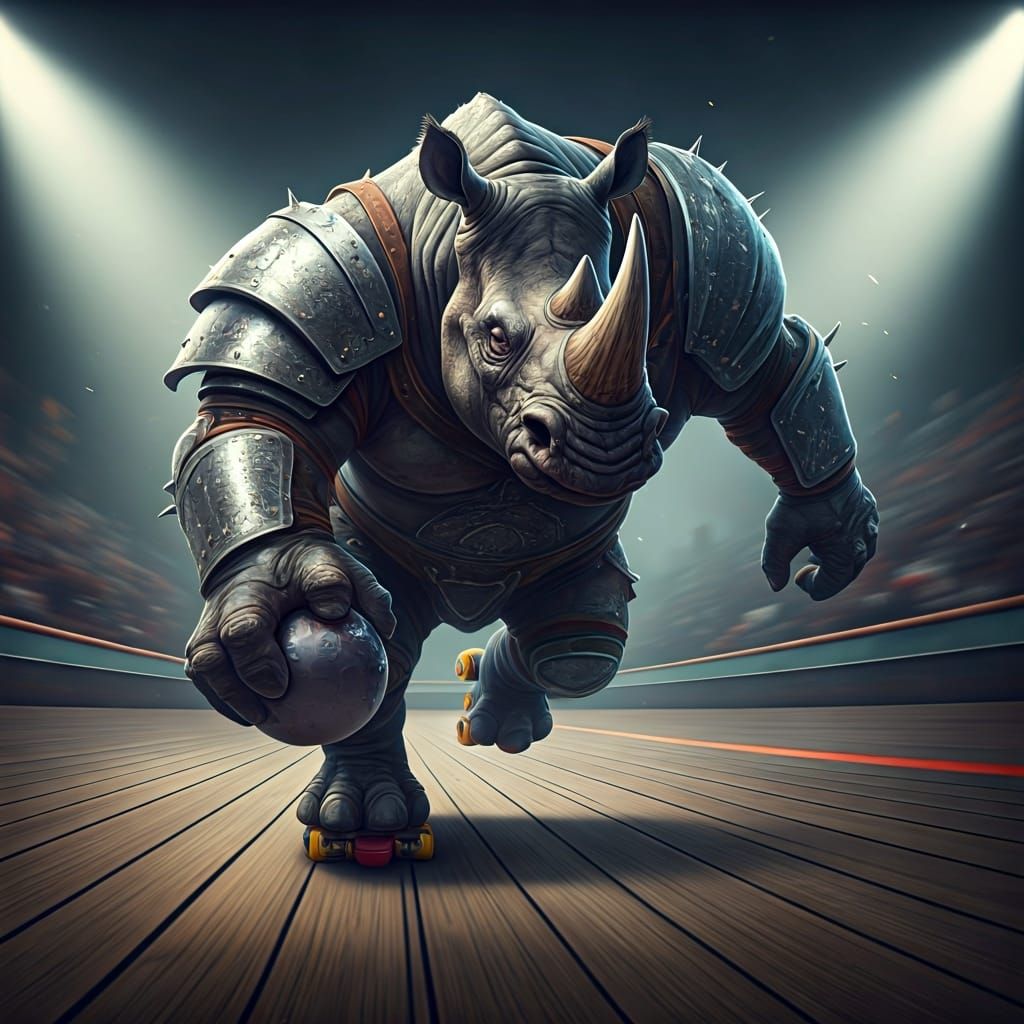 Fierce Rhino Rollerball Player in Fantasycore Style