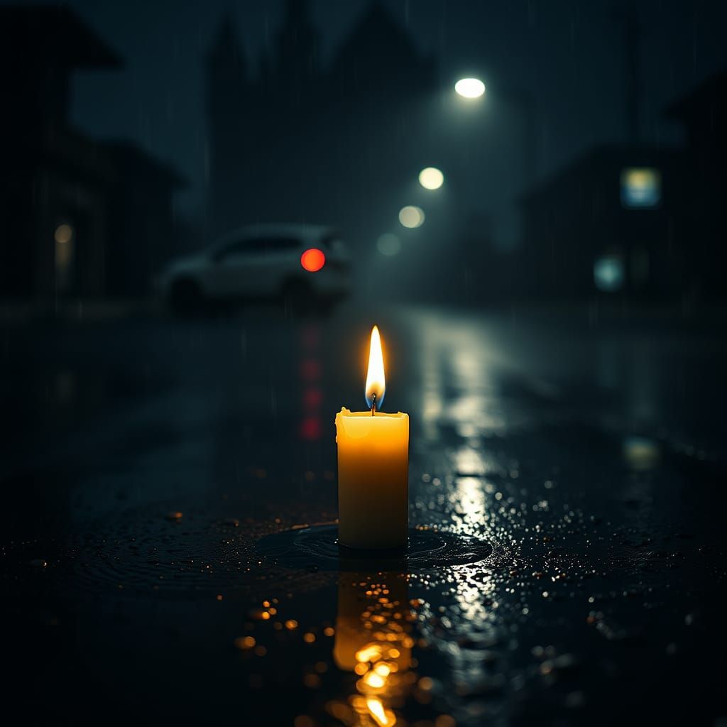 Rain-Soaked Candlelight: Moody Night Photography