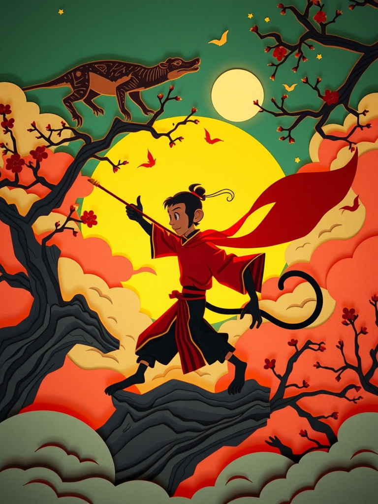 Monkey King Paper-Cut Animation Inspired by Kara Walker