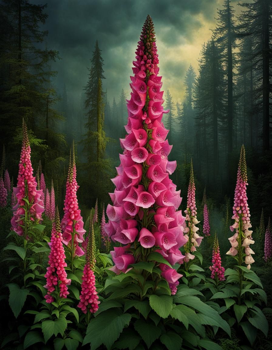 Enchanted Poisonous Foxgloves in Neo-Expressionist Style