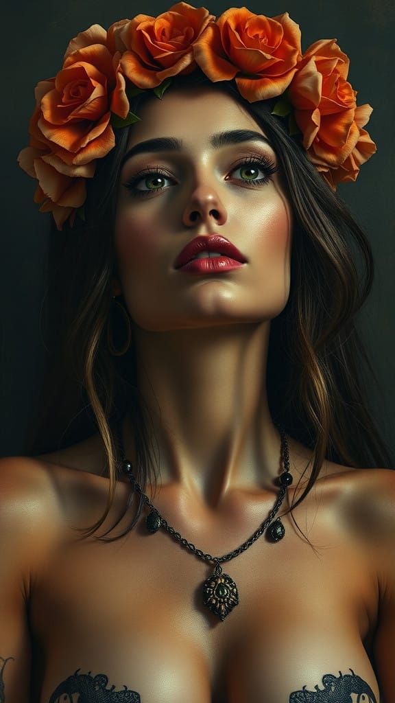 Sultry Pinup Goddess in Realistic Demi-Goddess Style