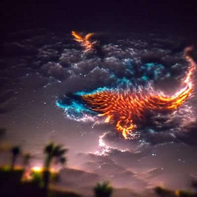 Phoenix Soaring Through Night Sky