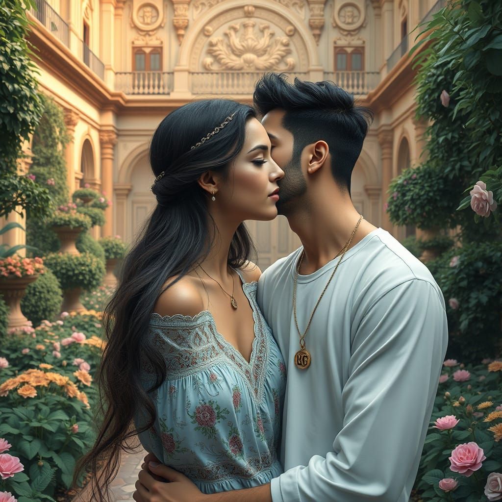 Serene Courtyard Romance in Gérôme's Style