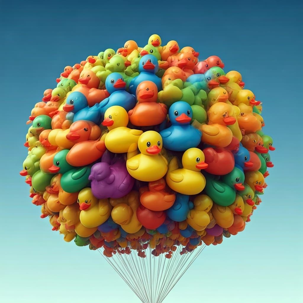 Colorful Duck Balloons in Pop Art Style